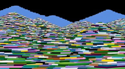 Colorful Abstract Hills with Digital Landscape Art.