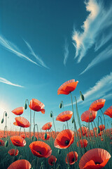 Obraz premium poppy field with blue sky