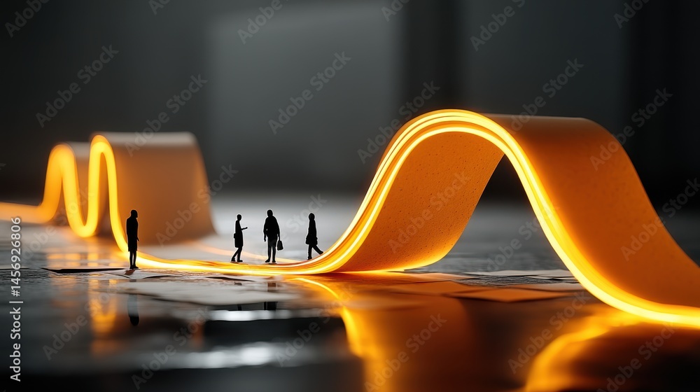 Poster technology style whit net glowing wave,glowing line glow wave,glow line , business people using post