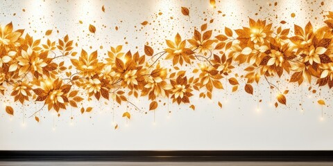 Golden Leaf Mural Wallpaper - Modern Luxury Design