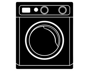 Washing Machine vector silhouette illustration isolated on white background