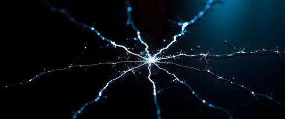 Economic risk concept: Shattered glass under stormy sky symbolizes shifting market and financial disruption. Abstract Image of Electric Spark with Blue Background Reflecting Damage