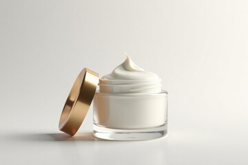 Luxurious cream jar on white, minimalist aesthetic, body, treatment