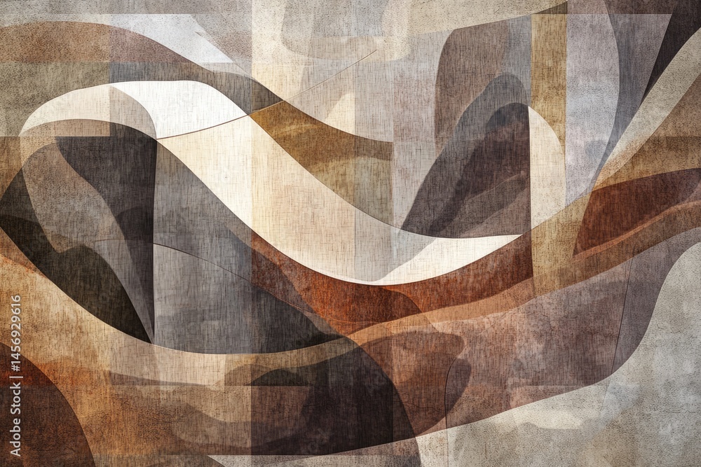 Aufkleber abstract composition features overlapping earthy tones, creating a textured and layered aesthetic, r