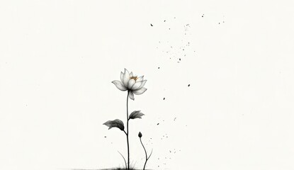 white flower on grunge background