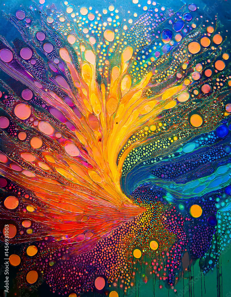 Poster abstract burst background with colorful dots and lines design