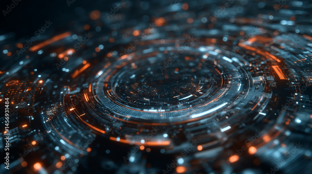 Aufkleber futuristic technology background with glowing lights and circuit board for digital design use