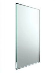 A stunning image of floating panel of transparent glass in a 9x16 aspect ratio, isolated on a white background.