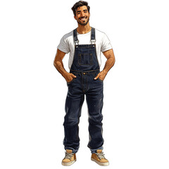 Fototapeta premium Smiling worker posing with relaxed confidence against a minimalist backdrop