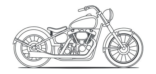 Naklejka premium Line Art Illustration of a Classic Chopper Motorcycle