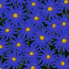 Bright blue daisy flower pattern illustration