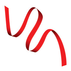 Red ribbon rolled isolated on white background.