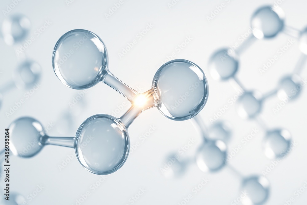 Aufkleber molecule bonding micro concept. molecular structure with interconnected spheres and soft lighting.