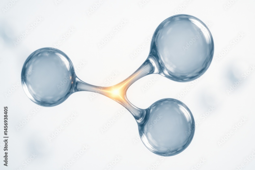 Poster molecule bonding micro concept. abstract molecular structure with glowing connection.