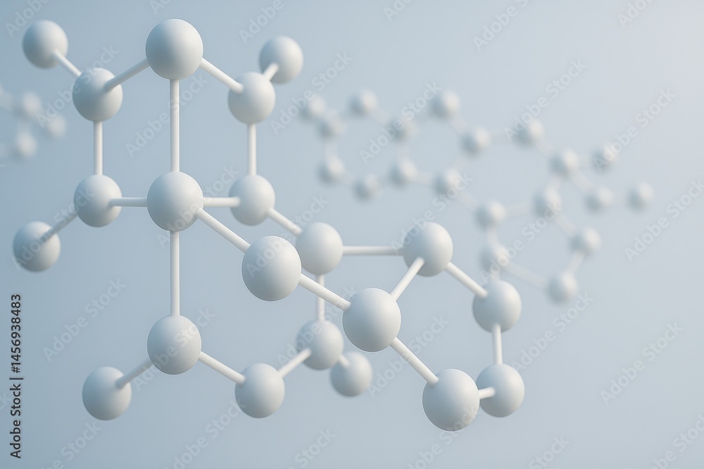 Poster molecule bonding micro concept. molecular structure on a soft gradient background.