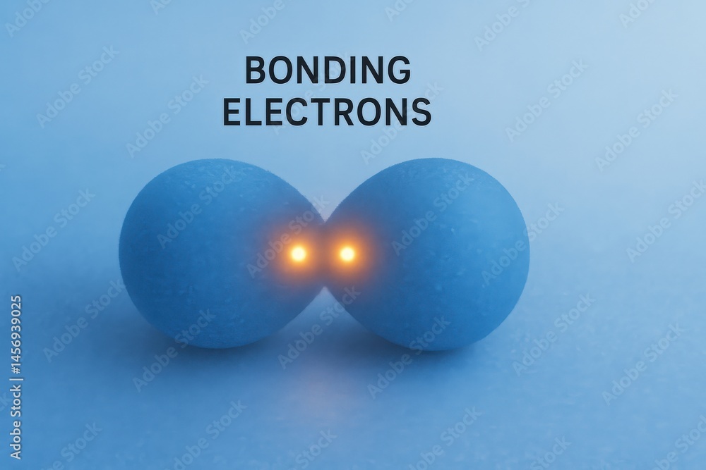 Poster molecule bonding micro concept. visual representation of bonding electrons in atomic structures.