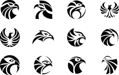 set of Eagle Head icon vector logos