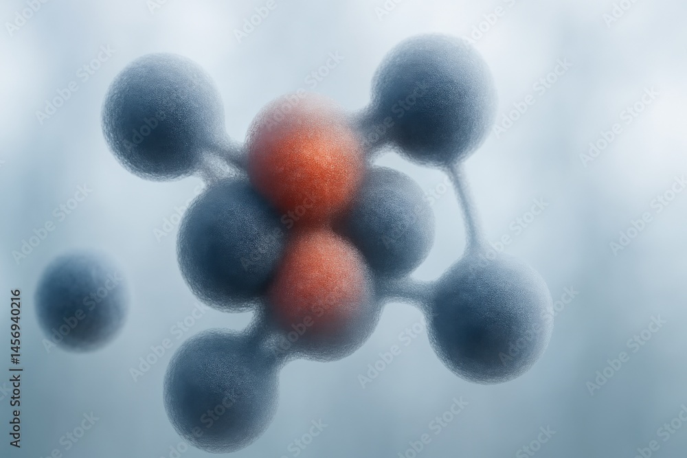 Poster molecule bonding micro concept. abstract molecular structure with colorful atoms and bonds.