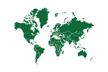  Stylish flat world map in black lines over a white backdrop, perfect for modern visuals or learning tools,