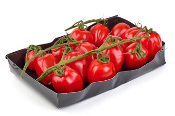 Fresh cherry tomatoes, isolated on white background.
