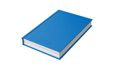 Closed blue hardcover book isolated on white background. Education concept.