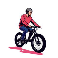 Obraz premium Confident young man riding bike, bold expressions of freedom