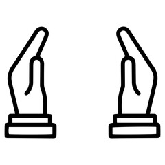 Obraz premium Open hands (outline style). Two open hands facing each other symbolize offering, receiving, protection, or support. Represents giving and taking, generosity, or a gesture of care. Illustrates openness