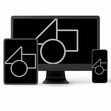 Square Device Trio Mockup with Media Placement