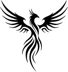 Yin Yang Phoenix Tattoo Representing Balance in Minimalist Vector