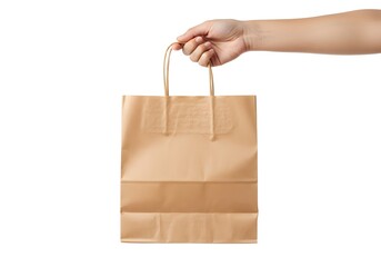 Brown paper bag held by hand