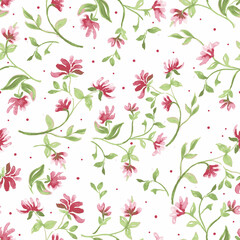 seamless pattern with pink flowers