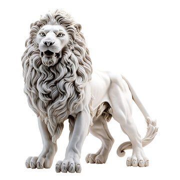 Fiber Lion Statue isolated on transparent background