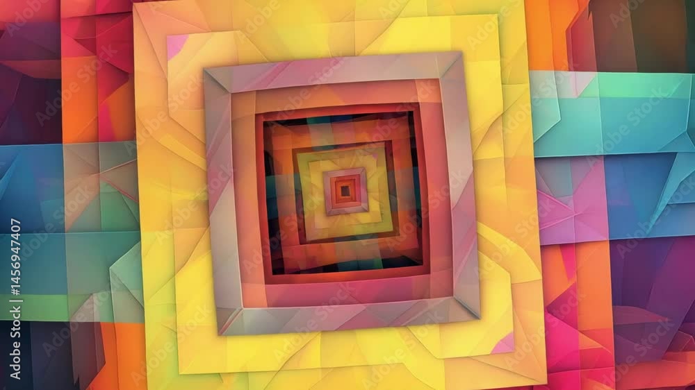 Poster vibrant geometric abstraction features a dynamic interplay of colors in a visually captivating arran