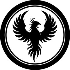 Floating Geometric Phoenix Tattoo in Abstract Modern Line Art Style
