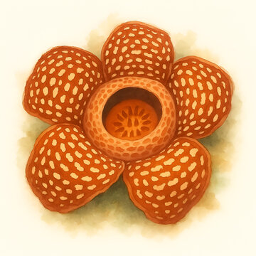 Rafflesia Keithii Floral Watercolor Print &ndash; Botanical Wall Art