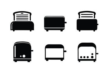 set of Toaster icon vector silhouette illustration isolated on white background