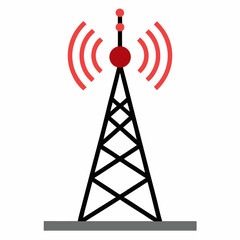 new mobile tower radio communication antanna vector icon with white background