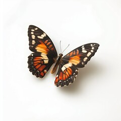 Obraz premium Vibrant Orange Butterfly – Striking Wing Patterns & Details, Orange Butterfly on White Background