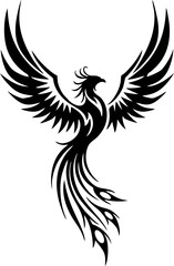 Obraz premium Half Flame Phoenix Tattoo with Bold Clean Symbolic Shape