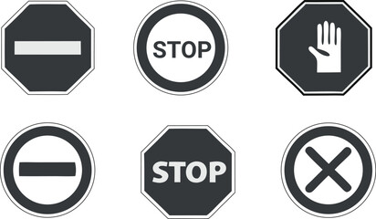 Set stop sign icons set. Set of prohibition sign. Vector illustration.