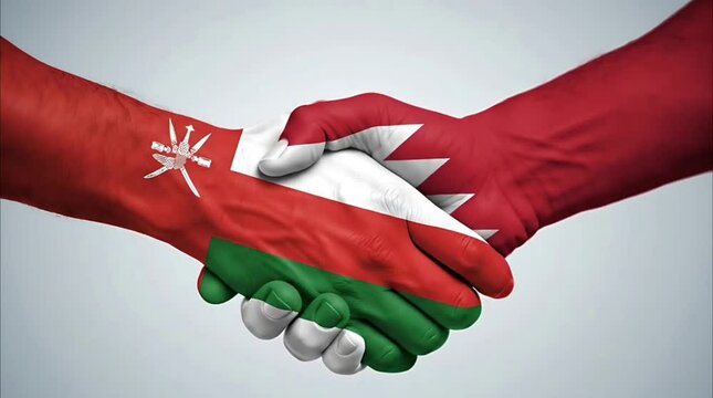 Bahrain Oman Unity Flags Shaking Region
