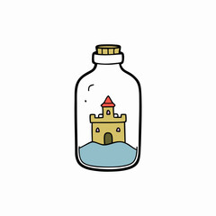  castle inside a glass bottle