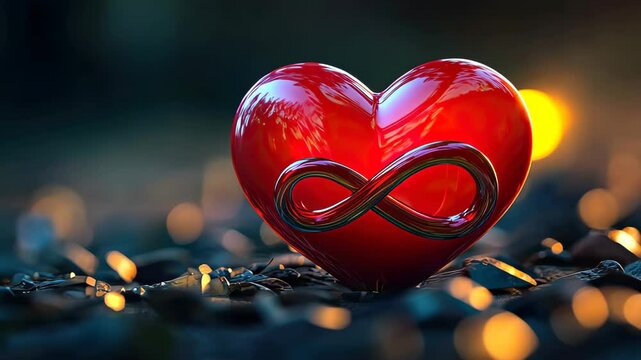 Hearts infinity sign. Selective focus Nature