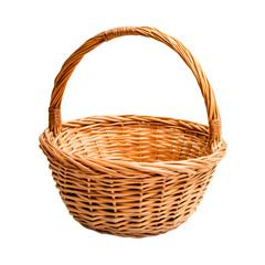 Obraz premium Empty Wicker Basket with Handle Against Transparent Background
