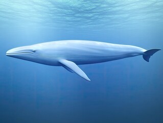 Submarine view of a massive, majestic blue whale.