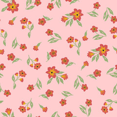 seamless pattern with flowers red pink theme