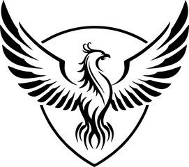 Japanese Minimalist Phoenix Tattoo in Clean Ink Brush Style