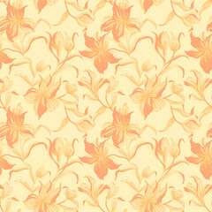 seamless pattern with beautiful yellow flowers