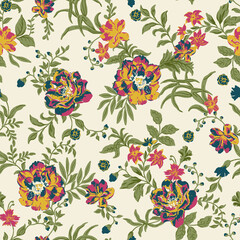seamless pattern with multicolor flowers