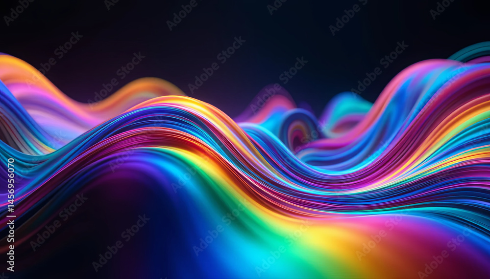 Poster bright colors flow in wavy patterns, blending seamlessly to form a stunning abstract landscape. the 